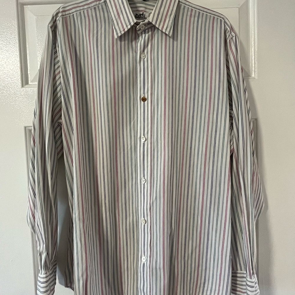 Men’s Hermes dress shirt stripes pattern. Size large.